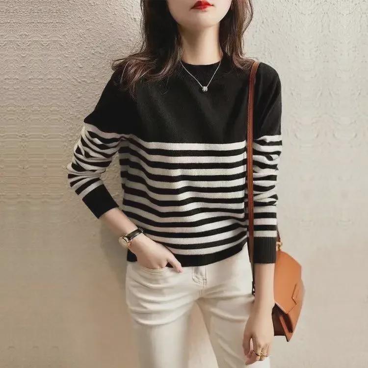 2022 Retro Japanese Striped Loose Knitwear for Women - Faux Cashmere Minimalist Drop Shoulder Sweater Large чорний
2022 Retro Japanese Striped Loose Knitwear for Women - Faux Cashmere Minimalist Drop Shoulder Sweater Large чорний
