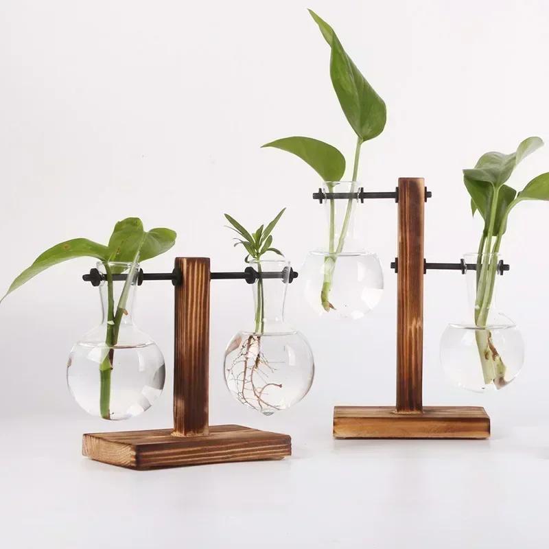 Transparent Bulb Vase with Wooden Stand Desktop Glass Planter for Hydroponics Plants Coffee Shop Room Decor
Transparent Bulb Vase with Wooden Stand Desktop Glass Planter for Hydroponics Plants Coffee Shop Room Decor