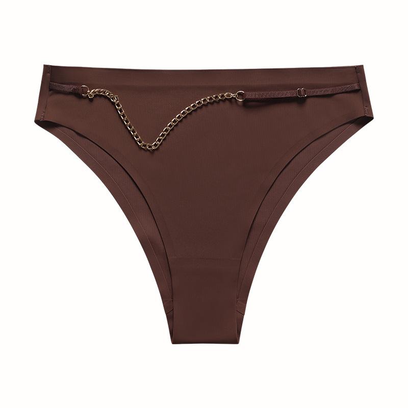 Sexy seamless creased panties one-piece ice silk exquisite metal chain low-rise pure cotton crotch yoga briefs XL колір темно кави
Sexy seamless creased panties one-piece ice silk exquisite metal chain low-rise pure cotton crotch yoga briefs XL колір темно кави