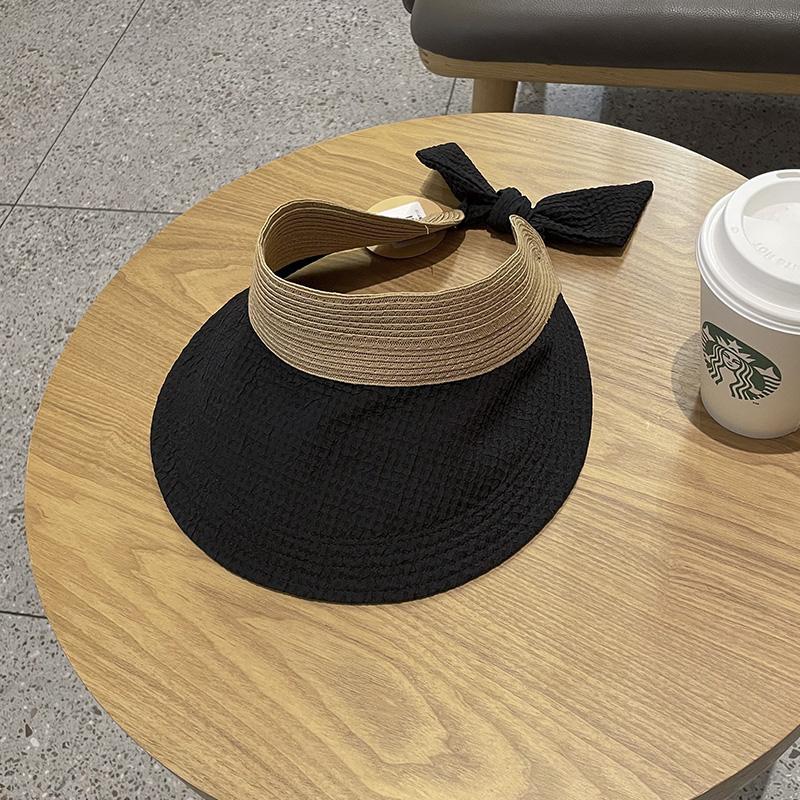 Весенне-летняя новая шляпа от солнца, с козырьком, шляпа с открытым верхом, женская для путешествий, для шопинга, повседневная широкополая шляпа, закрывающая лицо, универсальная Adult (56-58cm) чёрный