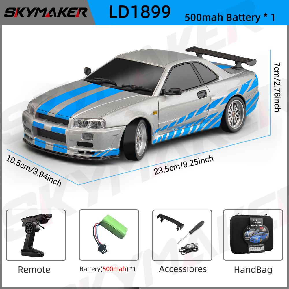 LD1899 1/18 RC Drifting Car GTR R34 2.4GHz RWD with Gyroscope on-Road Alloy Body Shell Remote Control Racing Car Gifts
LD1899 1/18 RC Drifting Car GTR R34 2.4GHz RWD with Gyroscope on-Road Alloy Body Shell Remote Control Racing Car Gifts