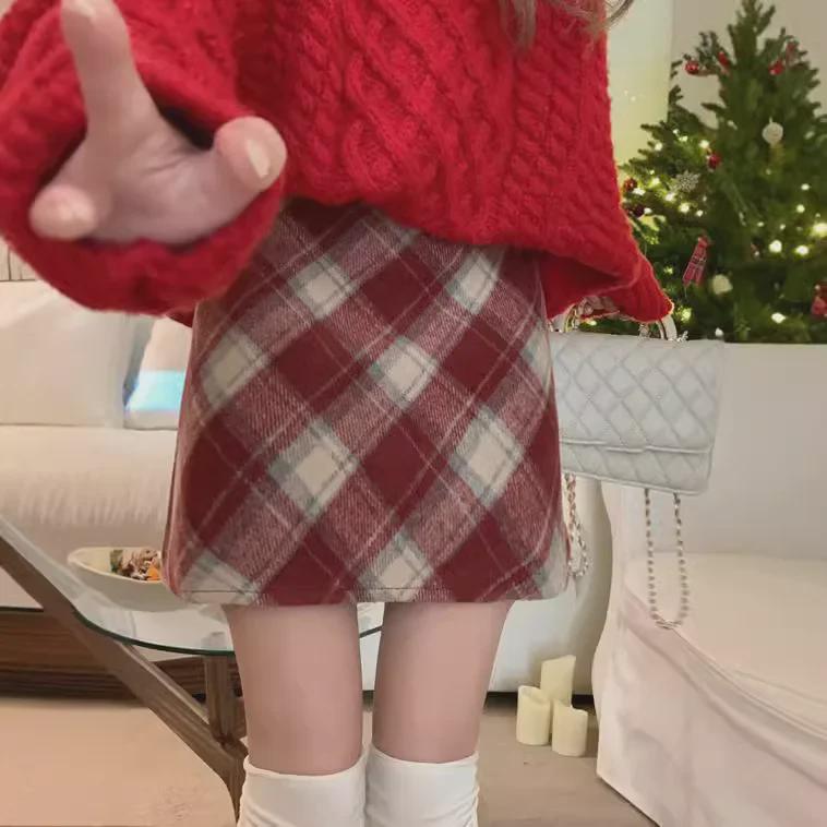 Korean-Style Retro Plaid Wool A-Line Skirt for Women, 2024 - High-Waisted, Slim Fit, Large Sizes Available M красный
Korean-Style Retro Plaid Wool A-Line Skirt for Women, 2024 - High-Waisted, Slim Fit, Large Sizes Available M красный