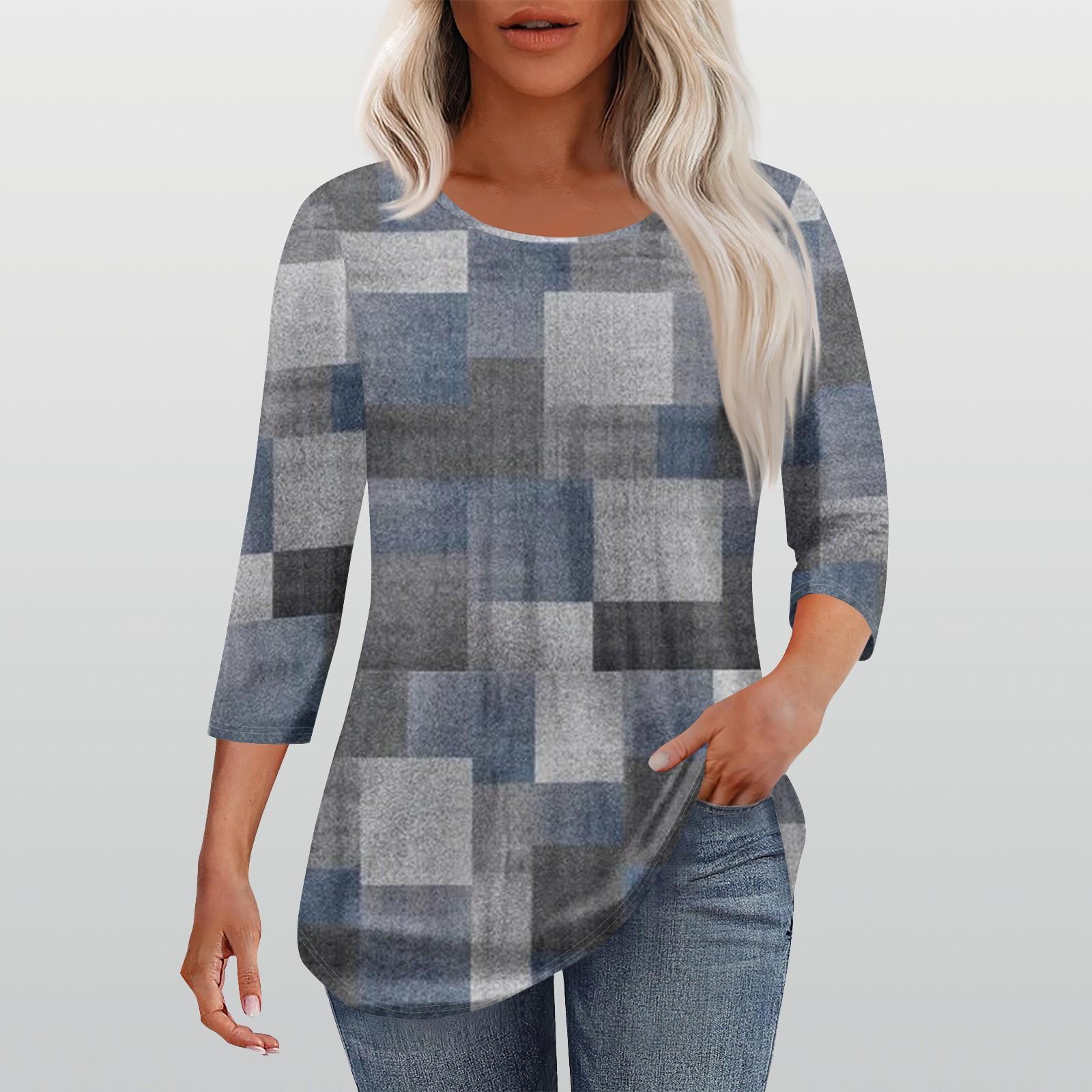 Рубашки с рукавом 3/4 для женщин, модные, повседневные, с круглым вырезом, с принтом, футболка, топ XXL тёмно-синий
Рубашки с рукавом 3/4 для женщин, модные, повседневные, с круглым вырезом, с принтом, футболка, топ XXL тёмно-синий