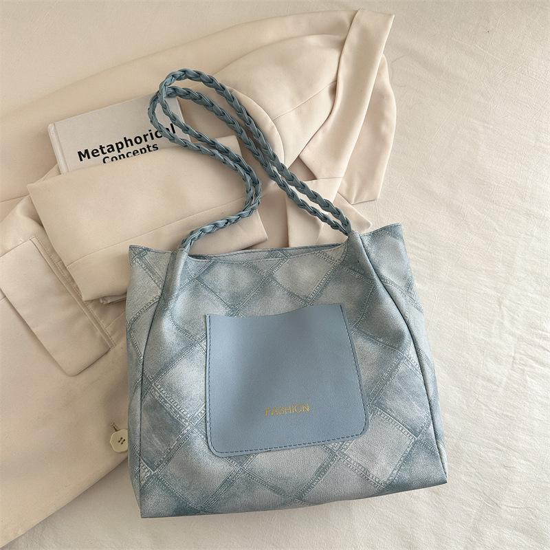 2025 Высококачественная женская большая сумка-тоут с плетеным ремешком - Стильная и вместительная сумка для поездок на работу