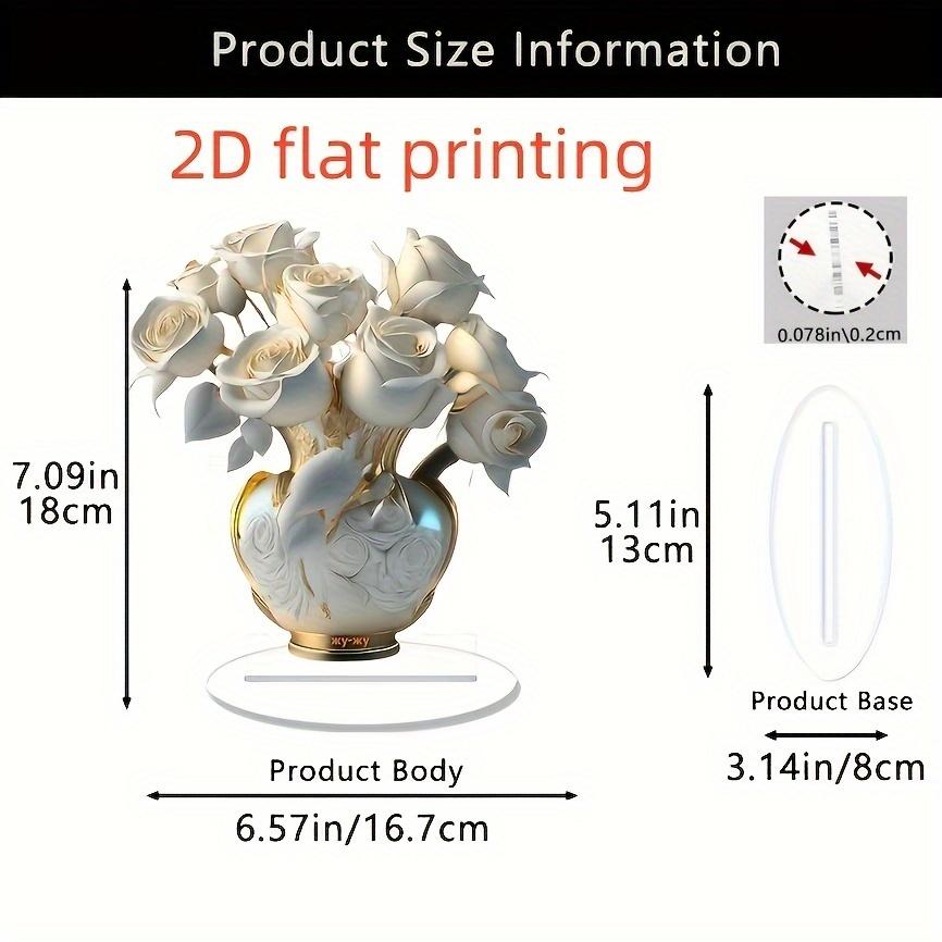 Not 3D - 2D Flat Acrylic White Rose Tabletop Decor, Elegant Golden Vase with White Roses, Ideal for Living Room, Bedroom, Kitchen - Perfect 16.7*18cm
Not 3D - 2D Flat Acrylic White Rose Tabletop Decor, Elegant Golden Vase with White Roses, Ideal for Living Room, Bedroom, Kitchen - Perfect 16.7*18cm