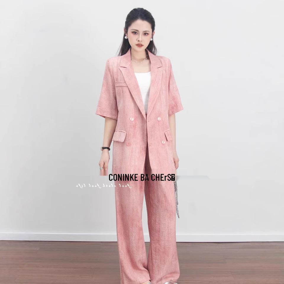 Plus Size Women s Linen Summer Short Sleeve Suit - Korean Style Wide Leg Pants Two-Piece Set 3XL рожевий
Plus Size Women s Linen Summer Short Sleeve Suit - Korean Style Wide Leg Pants Two-Piece Set 3XL рожевий
