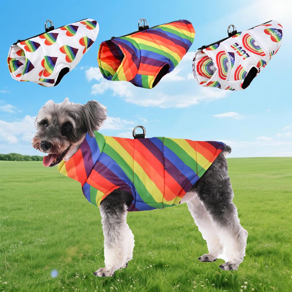 Warm Dog Jacket Rainbow Love Print Pet Clothes For Small Medium Dogs Cats Winter Windproof Warm With D-ring Puppy Costume Coat S
Warm Dog Jacket Rainbow Love Print Pet Clothes For Small Medium Dogs Cats Winter Windproof Warm With D-ring Puppy Costume Coat S