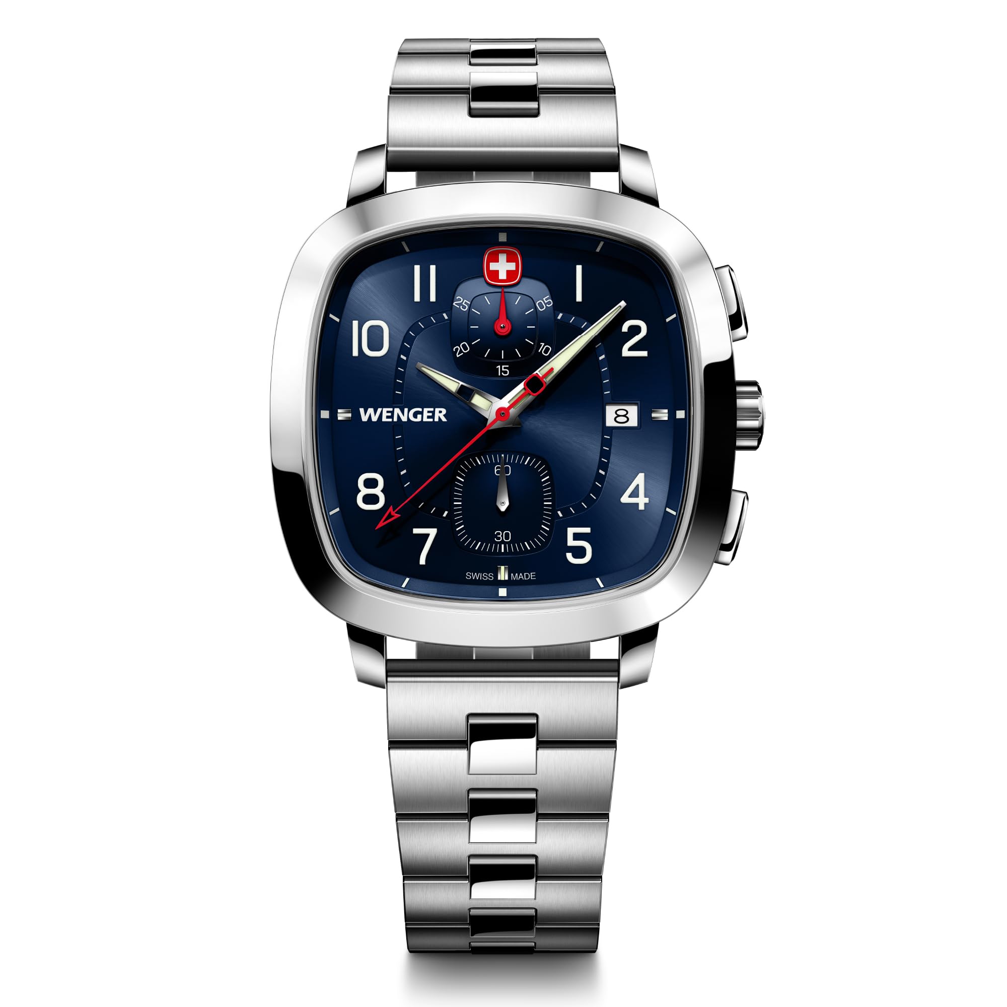 WENGER VINTAGE SPORT CHRONO Watch Men s Chronograph Stainless Steel Case (316L) Blue Dial Silver Stainless Steel Bracelet Quartz 50m Water Resistant
WENGER VINTAGE SPORT CHRONO Watch Men s Chronograph Stainless Steel Case (316L) Blue Dial Silver Stainless Steel Bracelet Quartz 50m Water Resistant