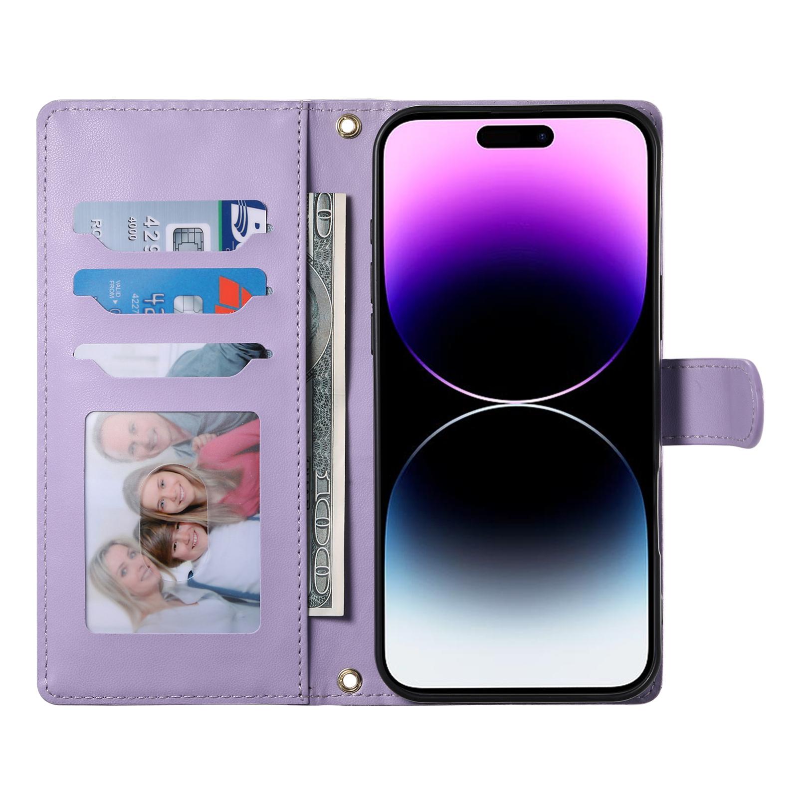 For iPhone 14 Pro Max Case Rhombus Stitching Wallet Stand Leather Phone Cover with Long/Short Strap Purple
For iPhone 14 Pro Max Case Rhombus Stitching Wallet Stand Leather Phone Cover with Long/Short Strap Purple
