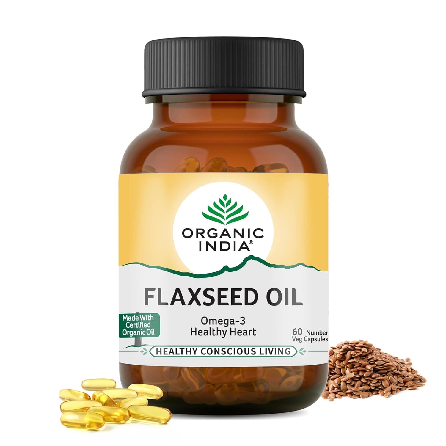 TATA Organic India Flaxseed Oil Veg Capsules 60 Count Natural Omega-3 for Skin Hair Nails
TATA Organic India Flaxseed Oil Veg Capsules 60 Count Natural Omega-3 for Skin Hair Nails