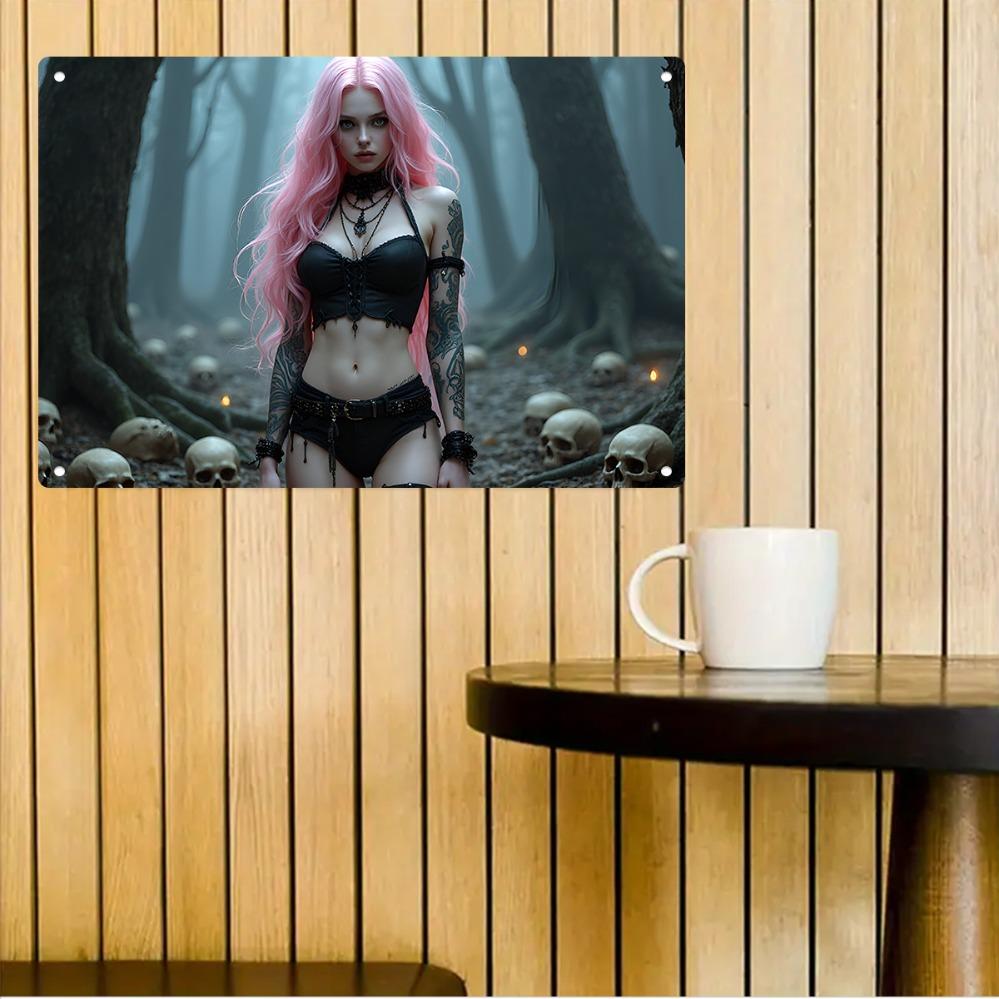 Goth Girl Metal Wall Art Pink Hair Figure Aluminum Sign Gothic Decor for Halloween Home Office x Inch 20x30cm
Goth Girl Metal Wall Art Pink Hair Figure Aluminum Sign Gothic Decor for Halloween Home Office x Inch 20x30cm