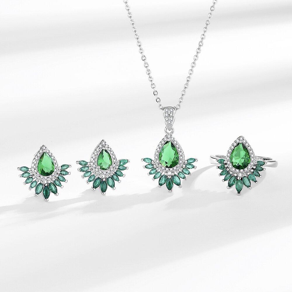 New Product Simulation Emerald Tourmaline Full Diamond Necklace Women S High-End Jewelry Ring Stud Earrings Jewelry Set
New Product Simulation Emerald Tourmaline Full Diamond Necklace Women S High-End Jewelry Ring Stud Earrings Jewelry Set