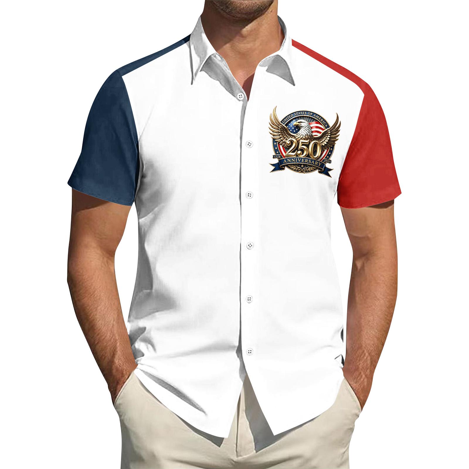 Men s Short Sleeve Casual Button Down Shirt with Collared Neck and Patriotic 250th Anniversary Emblem Suitable for Daily Wear and Outdoor Activities XL білий
Men s Short Sleeve Casual Button Down Shirt with Collared Neck and Patriotic 250th Anniversary Emblem Suitable for Daily Wear and Outdoor Activities XL білий