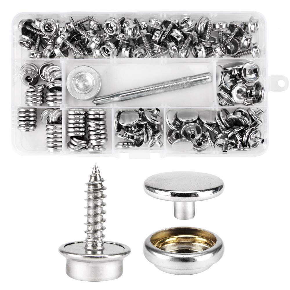 150 PCS Canvas Snap Kit with 2 Pcs Setting Tool - Marine Grade Stainless Steel 3/8 Socket Canvas Button Fastener Kit & Upholstery Boat Cover Snap 150PCS
150 PCS Canvas Snap Kit with 2 Pcs Setting Tool - Marine Grade Stainless Steel 3/8 Socket Canvas Button Fastener Kit & Upholstery Boat Cover Snap 150PCS