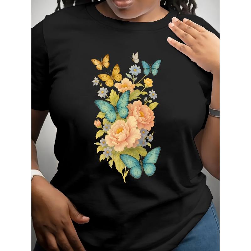Women s Floral & Butterfly Print T-Shirt - Soft Stretchy Fabric Casual Everyday & Formal Outfits 4XL чорний
Women s Floral & Butterfly Print T-Shirt - Soft Stretchy Fabric Casual Everyday & Formal Outfits 4XL чорний