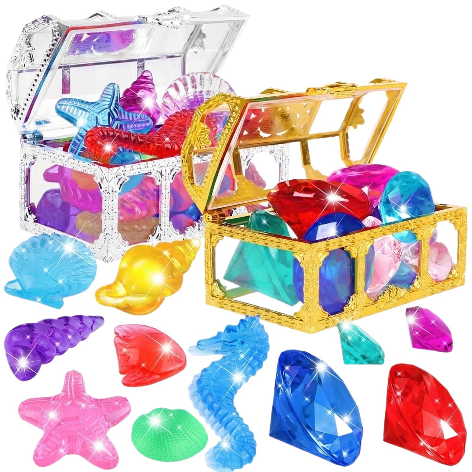 Children s Underwater Treasure Hunt Toy Set Clear Plastic Treasure Chests with Assorted Gem and Sea Creature Shapes for Pool Bath Play One Size
Children s Underwater Treasure Hunt Toy Set Clear Plastic Treasure Chests with Assorted Gem and Sea Creature Shapes for Pool Bath Play One Size