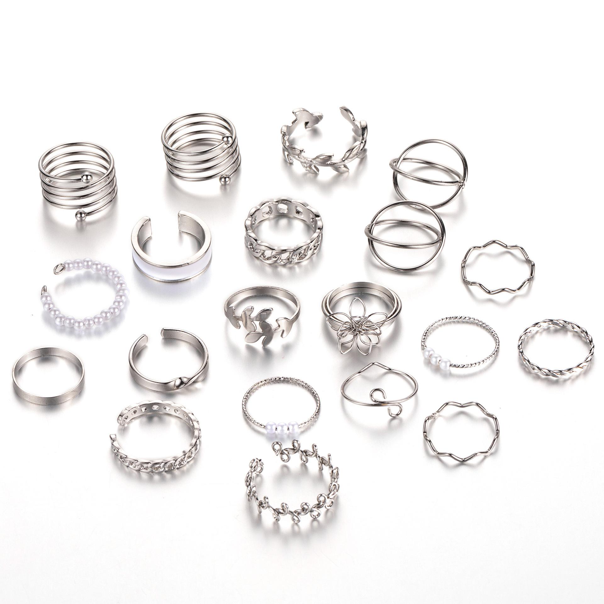 Ring, Fashion Leaf Wave Multi-Layer Cross Hollow Opening 21 Piece Set Ring
Ring, Fashion Leaf Wave Multi-Layer Cross Hollow Opening 21 Piece Set Ring