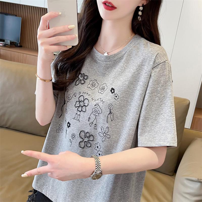 Pure cotton printed flower letters summer versatile simple Korean loose and thin short-sleeved bottoming shirt T-shirt women s inside S
Pure cotton printed flower letters summer versatile simple Korean loose and thin short-sleeved bottoming shirt T-shirt women s inside S