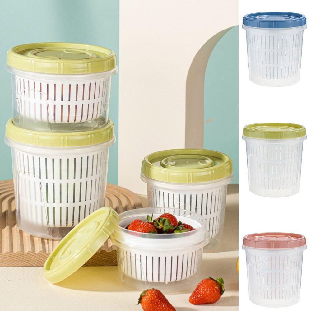 Двойной слой кухонный лук-шалот хрустящий свежий холодильник ящик для хранения чеснок грязь 500ML синий