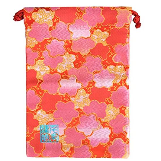 Senshishuin Nishijin Brocade Drawstring Bag (Lined) - Vermilion, Peach, and Cherry Blossom Design, Medium Size
Senshishuin Nishijin Brocade Drawstring Bag (Lined) - Vermilion, Peach, and Cherry Blossom Design, Medium Size