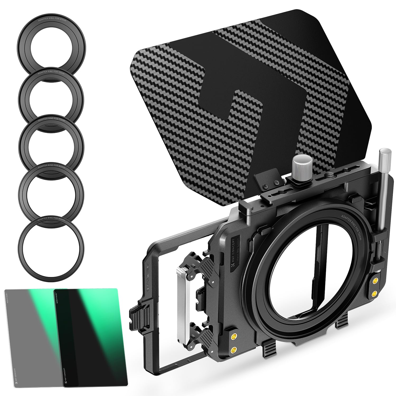 Concept Mini Matte Box ND Filter inch Mini Matte Box Carbon Fiber with Adapter Rings Can Hold 2 Square Filters Storage Case Included K&F ND4+ND32
Concept Mini Matte Box ND Filter inch Mini Matte Box Carbon Fiber with Adapter Rings Can Hold 2 Square Filters Storage Case Included K&F ND4+ND32