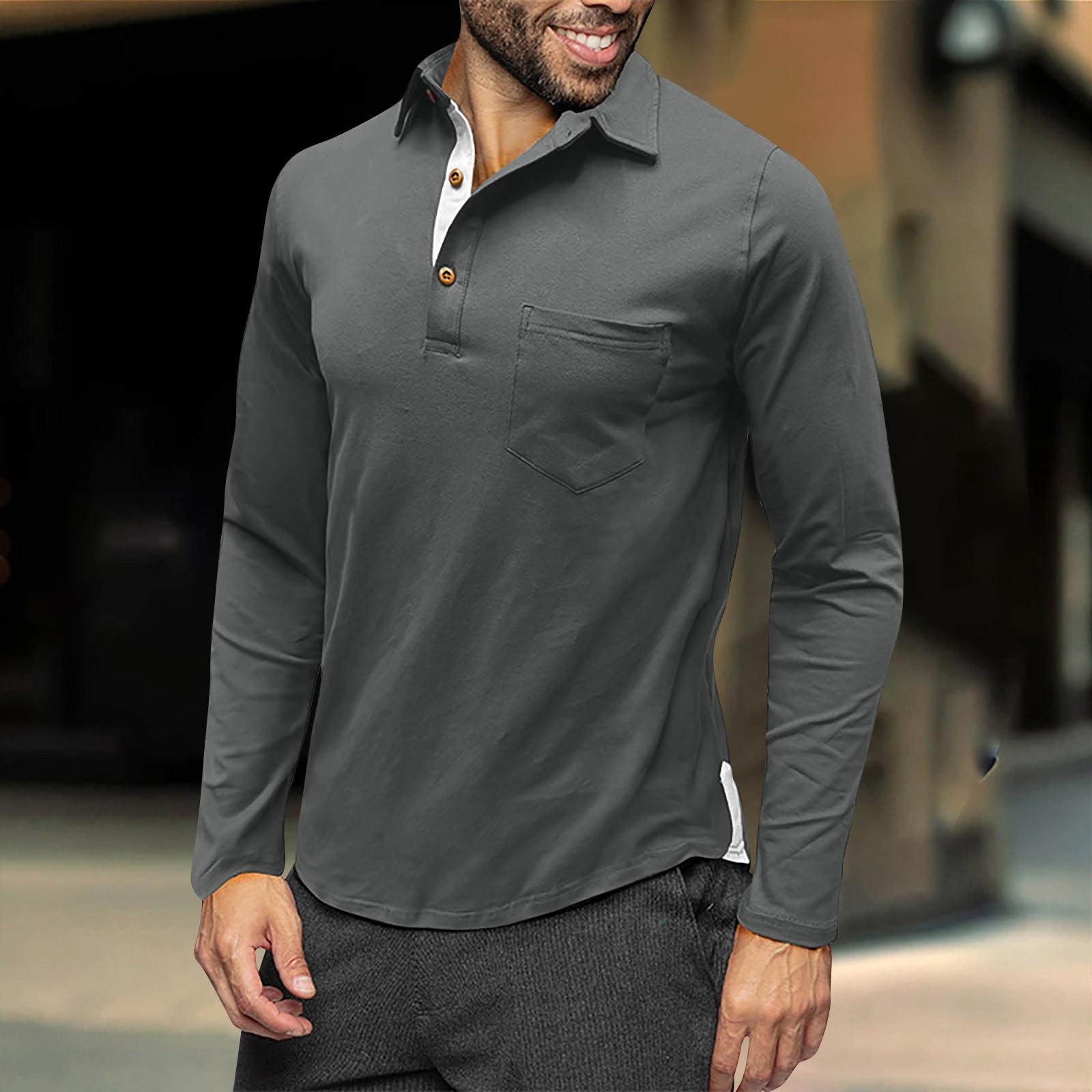 Men s Spring And Color T-shirt Lapel 3 Button Open Placket Button Long Sleeved Top L
Men s Spring And Color T-shirt Lapel 3 Button Open Placket Button Long Sleeved Top L