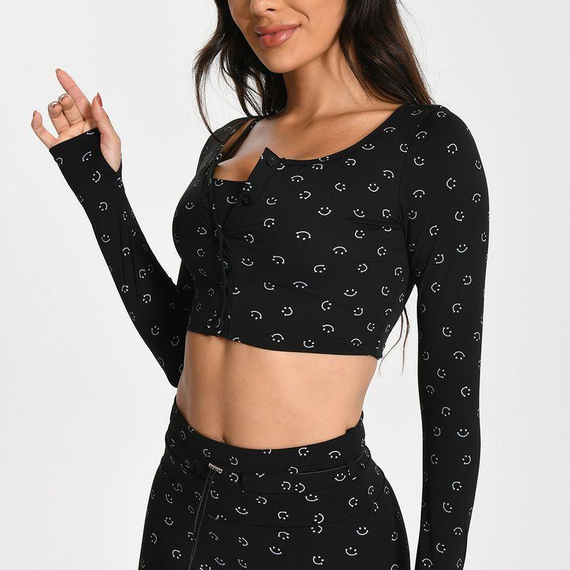 Smiley Face Print Sports Top Women s Nude Feeling Yoga Suit Workout Clothes Three-Piece Quick-Drying High Elastic 2025 New Tight Black Cardigan S
Smiley Face Print Sports Top Women s Nude Feeling Yoga Suit Workout Clothes Three-Piece Quick-Drying High Elastic 2025 New Tight Black Cardigan S