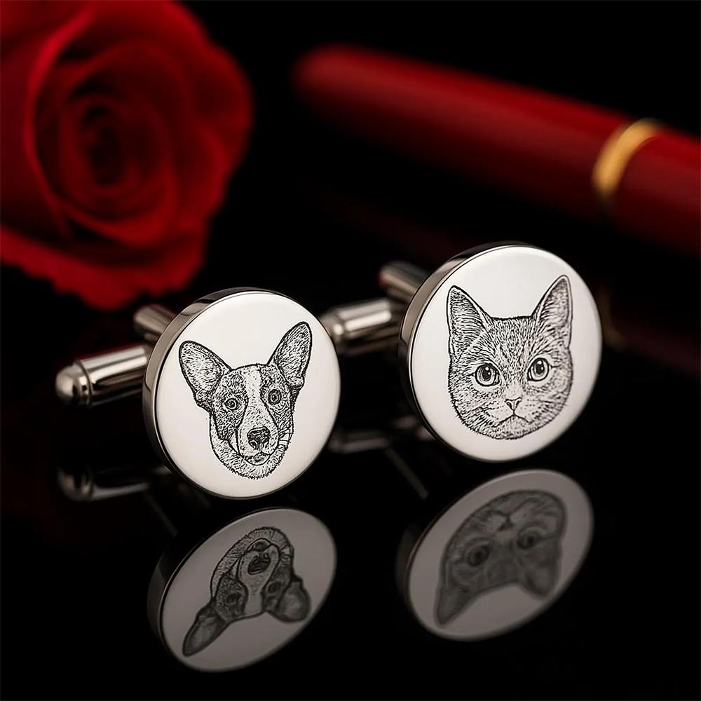 Personalized Dog Cat Portrait Cufflinks Custom Photo Engraved Cuff Links Gift Pet Lover Memorial Stainless Steel Jewelry Father
Personalized Dog Cat Portrait Cufflinks Custom Photo Engraved Cuff Links Gift Pet Lover Memorial Stainless Steel Jewelry Father