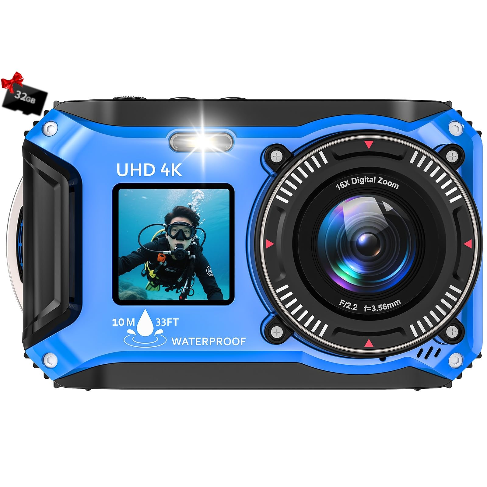 Underwater Camera, 4K Recording, 64MP Waterproof, 10M Waterproof, Dual Screen, Selfie, Autofocus, 16x Digital Zoom, Webcam, 32GB Storage, Easy Operati
Underwater Camera, 4K Recording, 64MP Waterproof, 10M Waterproof, Dual Screen, Selfie, Autofocus, 16x Digital Zoom, Webcam, 32GB Storage, Easy Operati
