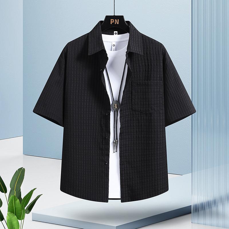 Вафельная мужская рубашка с коротким рукавом летняя большого размера в стиле ретро повседневная с воротником S чёрный
Вафельная мужская рубашка с коротким рукавом летняя большого размера в стиле ретро повседневная с воротником S чёрный