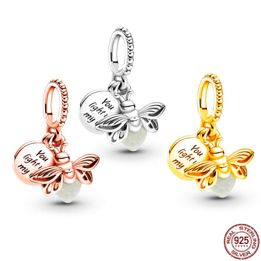 S925 Sterling Silver Rose gold & Gold plated Glow-In-The-Dark Firefly Dangle Charm Bead Fit Original Bracelet DIY Jewelry
S925 Sterling Silver Rose gold & Gold plated Glow-In-The-Dark Firefly Dangle Charm Bead Fit Original Bracelet DIY Jewelry