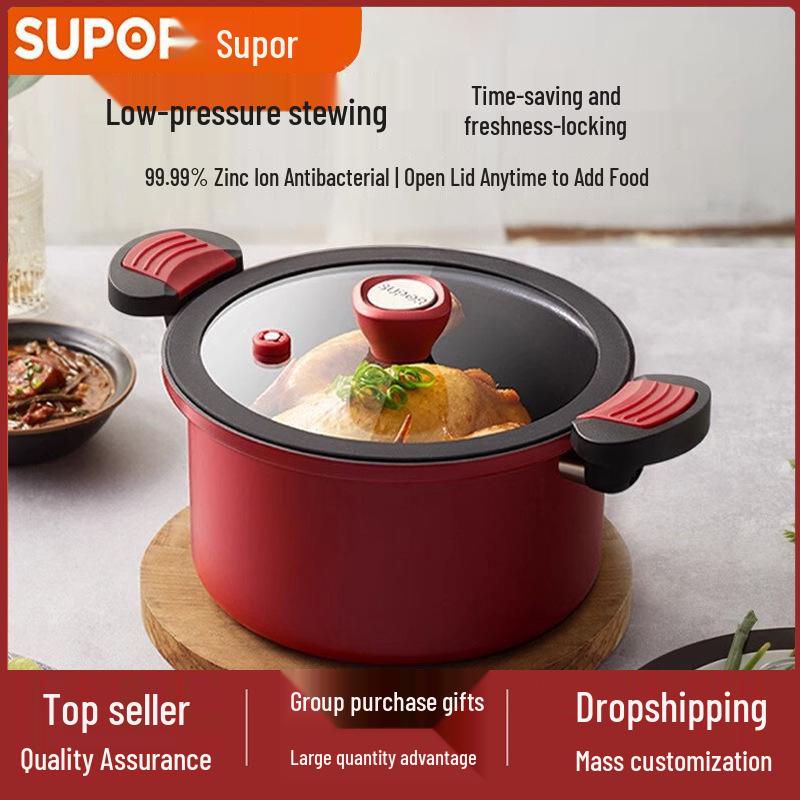 Supor Non-Stick Double-Ear Stewing Pot, Micro-Pressure, Thickened, 22/24cm - Ideal for Soup, Cooking, and Braising. China Red/22cm/4.5L
Supor Non-Stick Double-Ear Stewing Pot, Micro-Pressure, Thickened, 22/24cm - Ideal for Soup, Cooking, and Braising. China Red/22cm/4.5L