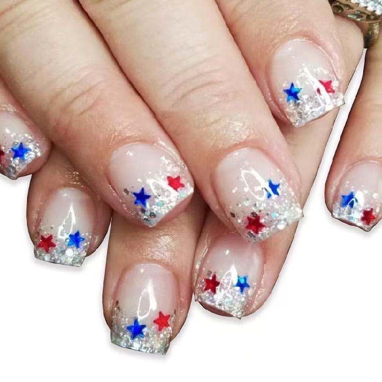 24 Pcs 4th of July False Nail Short Press On Nail Independence Day Stick on Nail French Tip Acrylic Nail for Woman 1
24 Pcs 4th of July False Nail Short Press On Nail Independence Day Stick on Nail French Tip Acrylic Nail for Woman 1