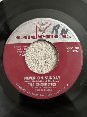7inch Record CHORDETTES Never On Sunday Faraway Star M90W7255 Cadence 1961 US Pop Used
7inch Record CHORDETTES Never On Sunday Faraway Star M90W7255 Cadence 1961 US Pop Used
