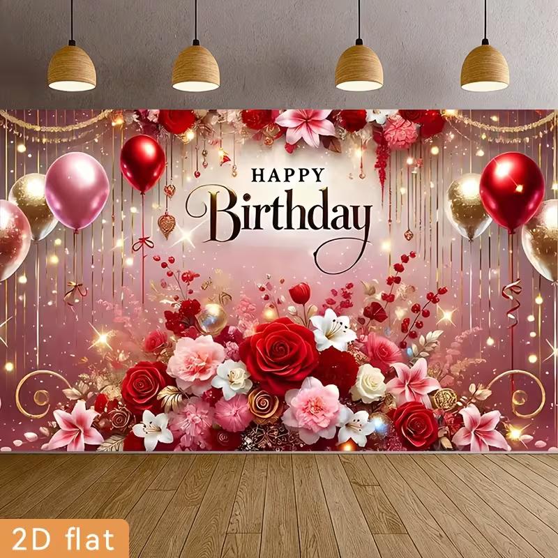 2D Red Pink Floral Birthday Background, Rose & Balloon Themed Party Backdrop 47.2x31.5inch/120*80cm
2D Red Pink Floral Birthday Background, Rose & Balloon Themed Party Backdrop 47.2x31.5inch/120*80cm