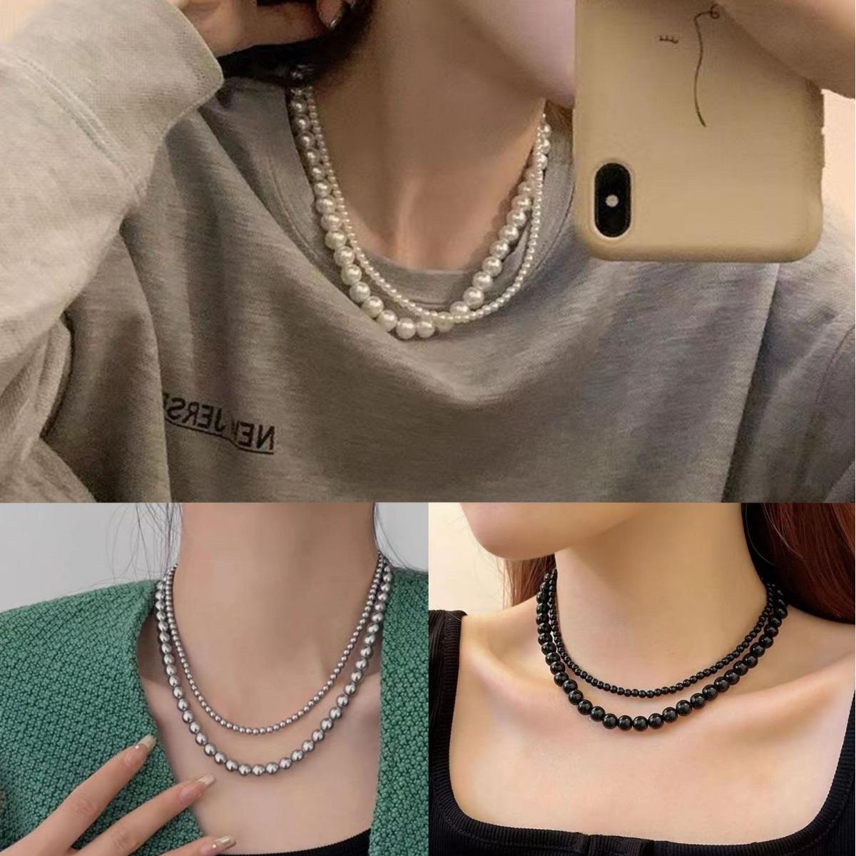 Grey-Black Double-Layer Glass Pearl Necklace Set for Women – Choker Clavicle Chain, Trendy Celebrity Style
Grey-Black Double-Layer Glass Pearl Necklace Set for Women – Choker Clavicle Chain, Trendy Celebrity Style