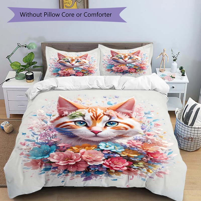 3pcs Charming Cat Quilt Cover Set (1 Quilt Cover + 2 Pillowcases Without Pillow Core), High-Definition Printing for Home and Dormitory.M031 135x200cm
3pcs Charming Cat Quilt Cover Set (1 Quilt Cover + 2 Pillowcases Without Pillow Core), High-Definition Printing for Home and Dormitory.M031 135x200cm
