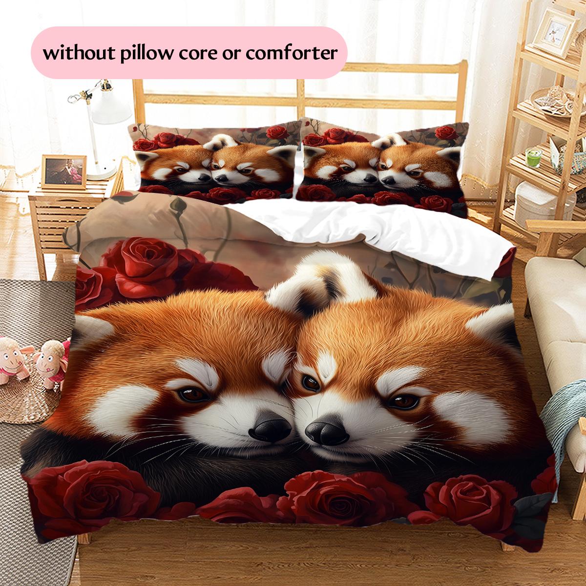 Red Panda and Rose Pattern Bedding Home Decoration Birthday Gift (1 * duvet cover + 2 * pillowcase, without core) 135x200cm
Red Panda and Rose Pattern Bedding Home Decoration Birthday Gift (1 * duvet cover + 2 * pillowcase, without core) 135x200cm