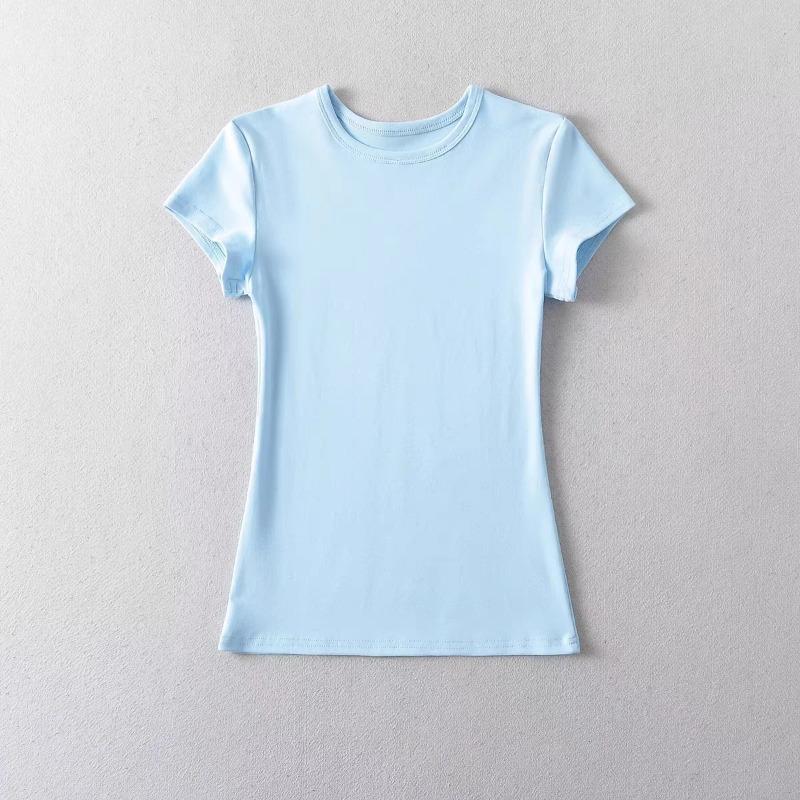 Waist High Elastic Front Shoulder Sports Short-sleeved Shirt Slim and Thin Bottom Top Breathable and Comfortable Small Person XL небо синє кольору
Waist High Elastic Front Shoulder Sports Short-sleeved Shirt Slim and Thin Bottom Top Breathable and Comfortable Small Person XL небо синє кольору