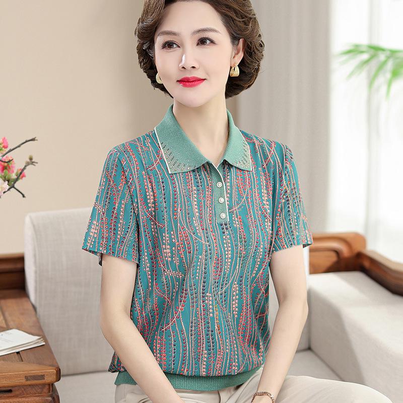 Lapel Silk Short-Sleeve Top, Plus Size, Printed Mulberry Silk T-shirt for Middle-Aged and Elderly Women L (recommended 80-100 jin) морська хвиля
Lapel Silk Short-Sleeve Top, Plus Size, Printed Mulberry Silk T-shirt for Middle-Aged and Elderly Women L (recommended 80-100 jin) морська хвиля