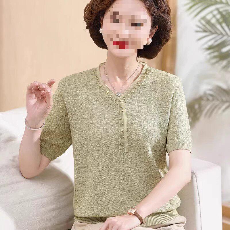 Summer Ice Silk T-shirt Set: Fashionable Short-Sleeve for Young Moms & Older Women XL светло-зеленый
Summer Ice Silk T-shirt Set: Fashionable Short-Sleeve for Young Moms & Older Women XL светло-зеленый