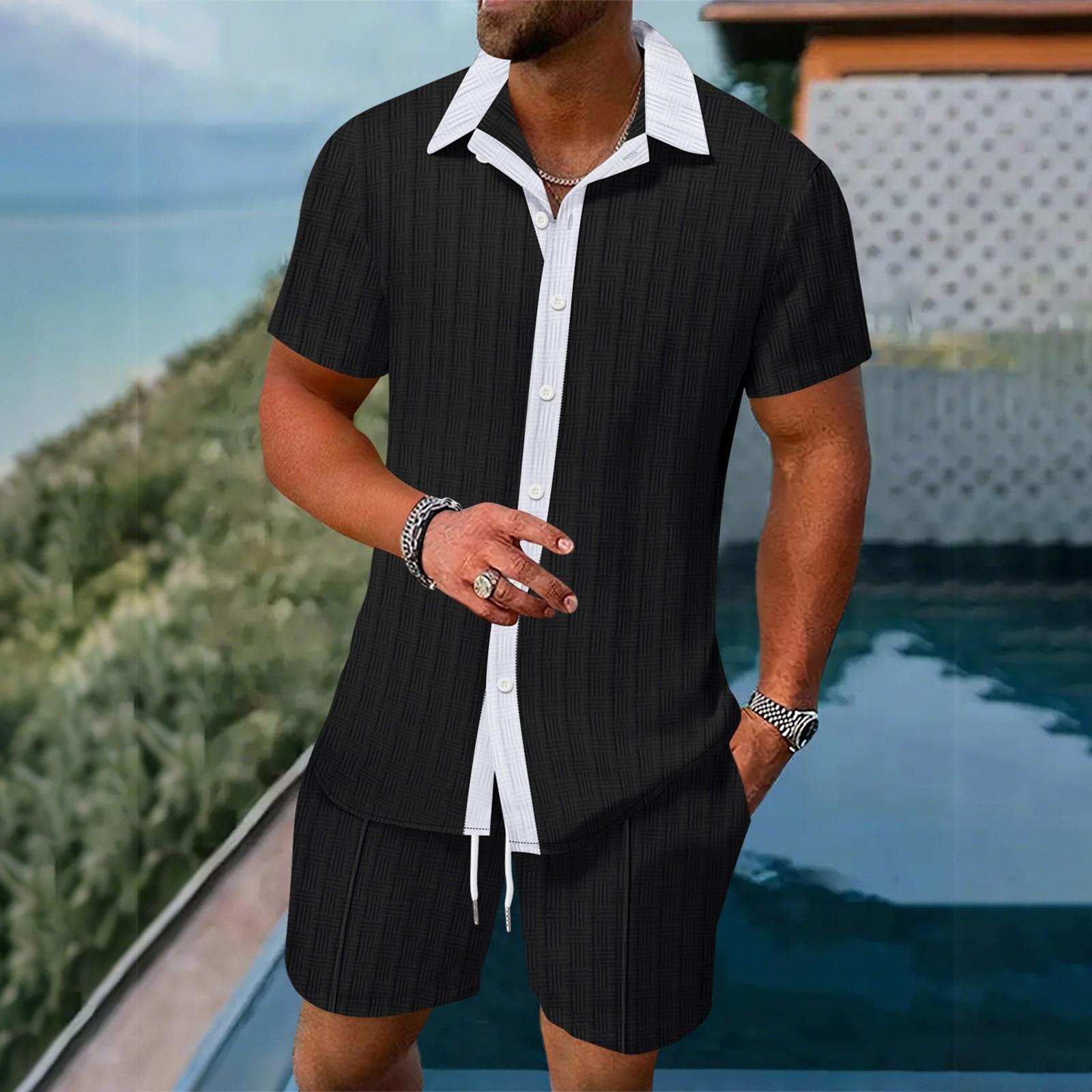 Мужская рубашка в стиле колор-блок, повседневные шорты с короткими рукавами, пляжный комплект XL чёрный
Мужская рубашка в стиле колор-блок, повседневные шорты с короткими рукавами, пляжный комплект XL чёрный