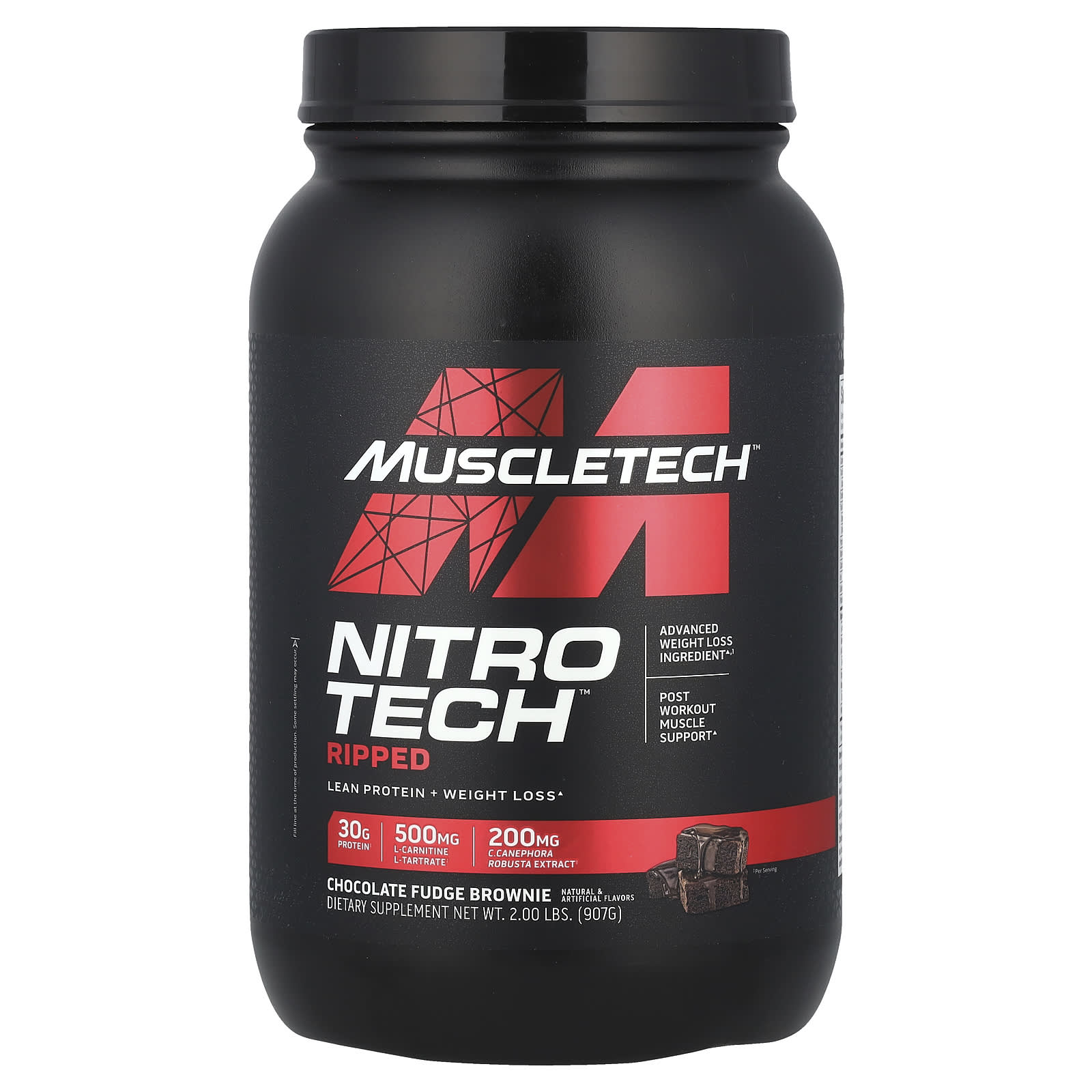 MuscleTech, Nitro Tech Ripped, Ultimate Protein + Weight Loss Formula, Chocolate Fudge Brownie, 2 lbs (907 g)
MuscleTech, Nitro Tech Ripped, Ultimate Protein + Weight Loss Formula, Chocolate Fudge Brownie, 2 lbs (907 g)