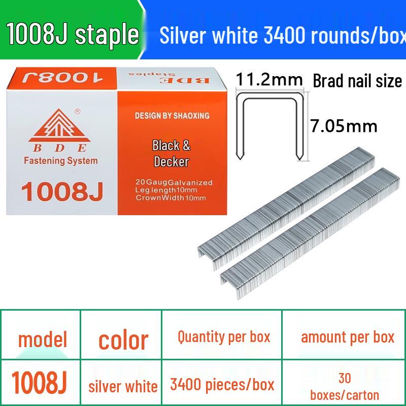 Staples Electric Pneumatic Gun Nails (Silver/White/Black) - Models 1013J, 1010J, 1008J, 1006J, 1004
Staples Electric Pneumatic Gun Nails (Silver/White/Black) - Models 1013J, 1010J, 1008J, 1006J, 1004
