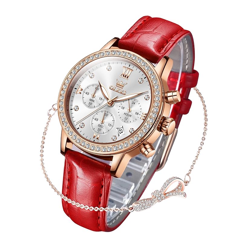 OLEVS watch ladies lightweight arm clock Fashionable quartz clock woman leather belt bracelet set Thin Easy to see waterproof date night light red red
OLEVS watch ladies lightweight arm clock Fashionable quartz clock woman leather belt bracelet set Thin Easy to see waterproof date night light red red
