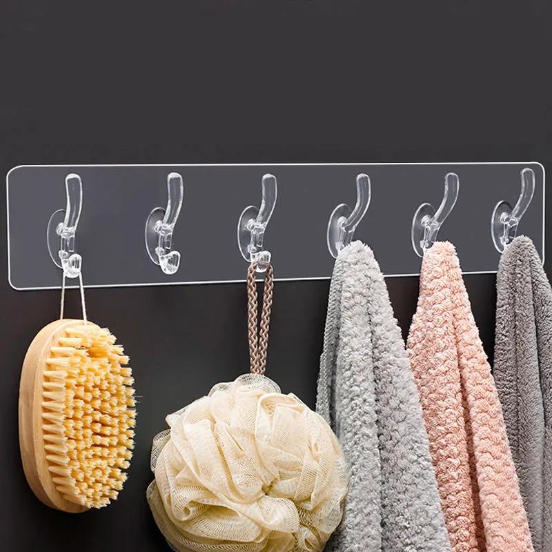3/6 Hooks Transparent Holder Rack Bathroom Towel Sponge Storage Hanger Living Room Hat Clothes Seamless Hook Organiser
3/6 Hooks Transparent Holder Rack Bathroom Towel Sponge Storage Hanger Living Room Hat Clothes Seamless Hook Organiser