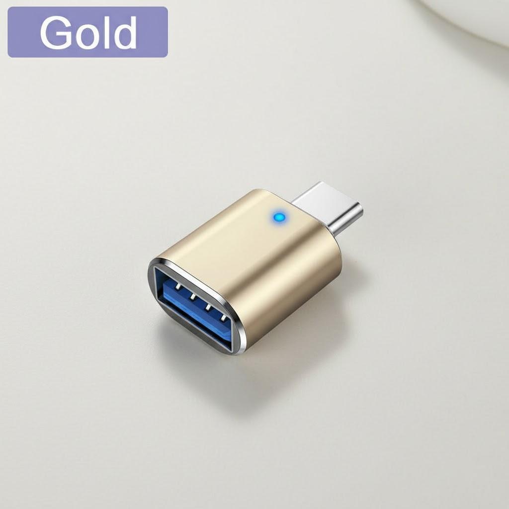 USB C to USB A Adapter OTG Converter Data Sync LED Indicator Phone Accessory Mobile Phone Adapter золотий
USB C to USB A Adapter OTG Converter Data Sync LED Indicator Phone Accessory Mobile Phone Adapter золотий