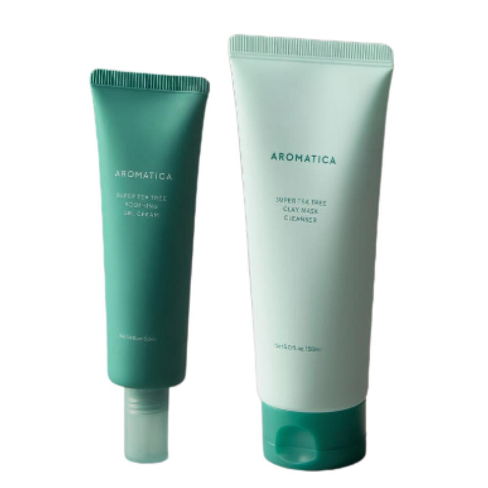 AROMATICA Super Tea Tree Clay Mask & Cleanser 150ml & Gel Cream 50ml 2-Piece Set Pore Deep Cleaning & Trouble Soothing Duo
AROMATICA Super Tea Tree Clay Mask & Cleanser 150ml & Gel Cream 50ml 2-Piece Set Pore Deep Cleaning & Trouble Soothing Duo