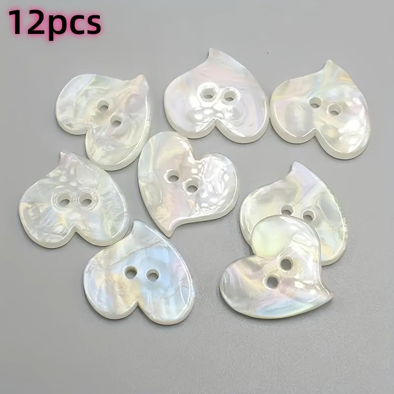 12pcs Iridescent Heart-Shaped Buttons - Double-Hole White Resin, Glossy Surface, Ideal for Sweater & Shirt Decorations
12pcs Iridescent Heart-Shaped Buttons - Double-Hole White Resin, Glossy Surface, Ideal for Sweater & Shirt Decorations
