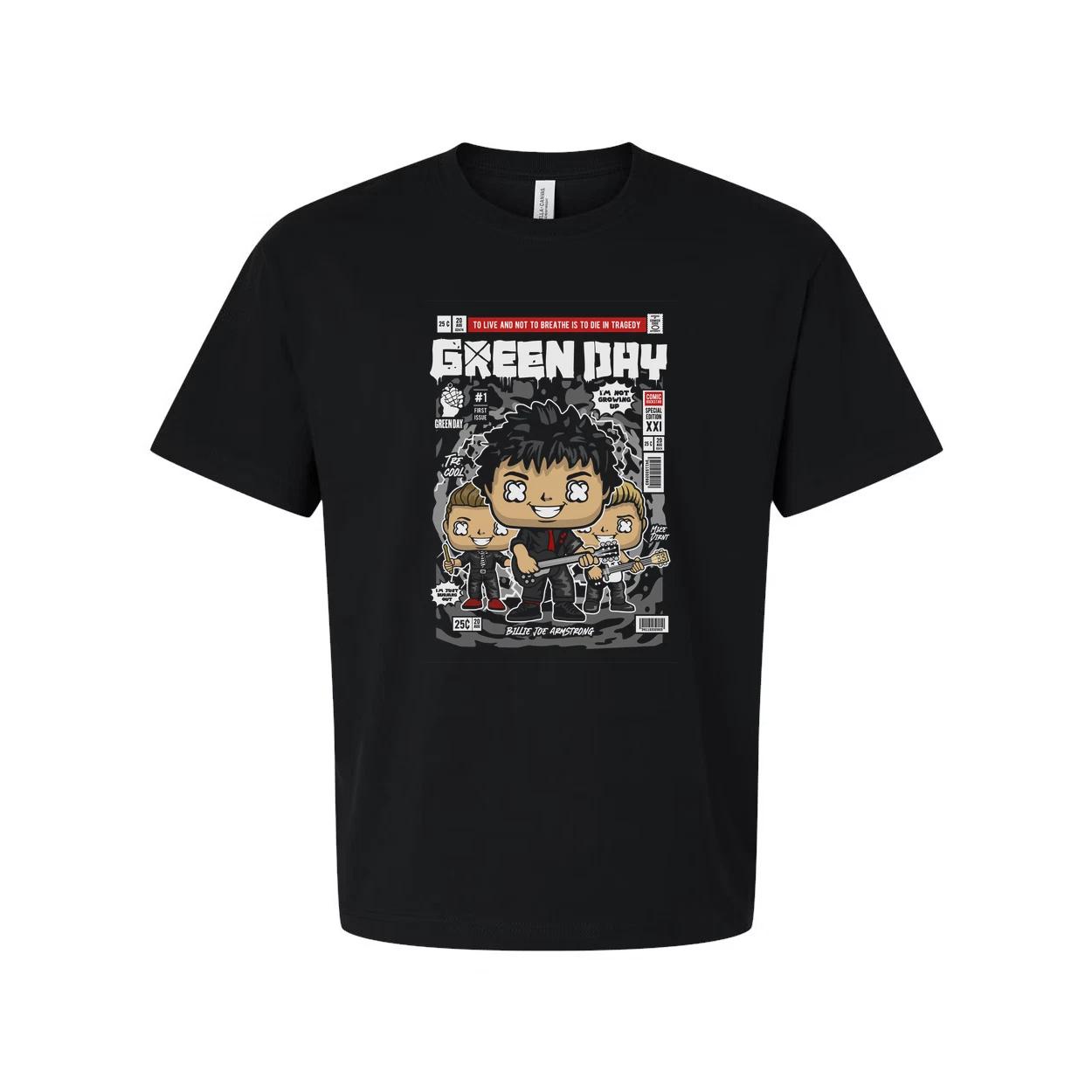 Green Day Band Graphic T Shirt Featuring Comic Style Artwork And Cartoon Charact M
Green Day Band Graphic T Shirt Featuring Comic Style Artwork And Cartoon Charact M